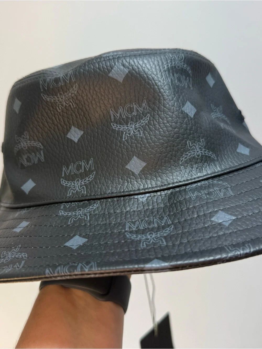 MCM Black Visetos Logo Bucket Hat